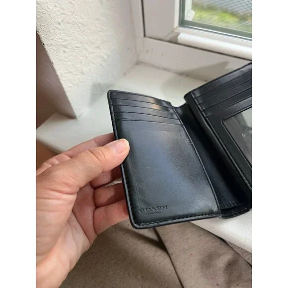 Coach F23553 Signature Monogram Medium Corner Zip Wallet in Black and Gray - Picture 8 of 12